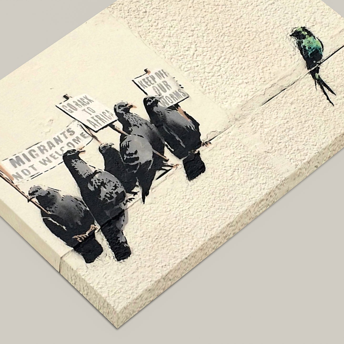 Banksy Bird Immigration Canvas