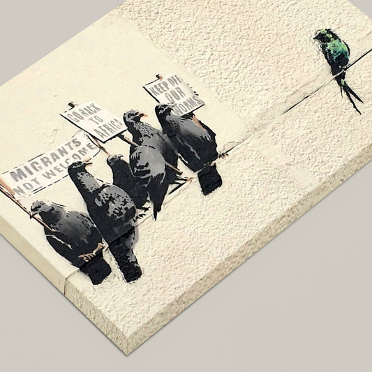 Banksy Bird Immigration Canvas