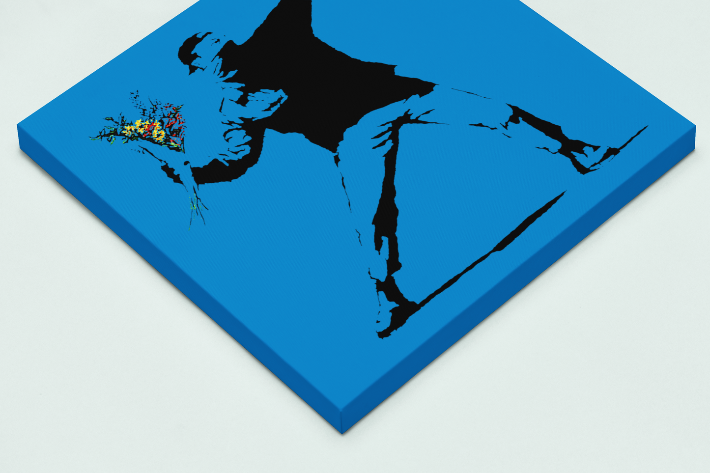 Banksy Blue Flower Thrower Canvas