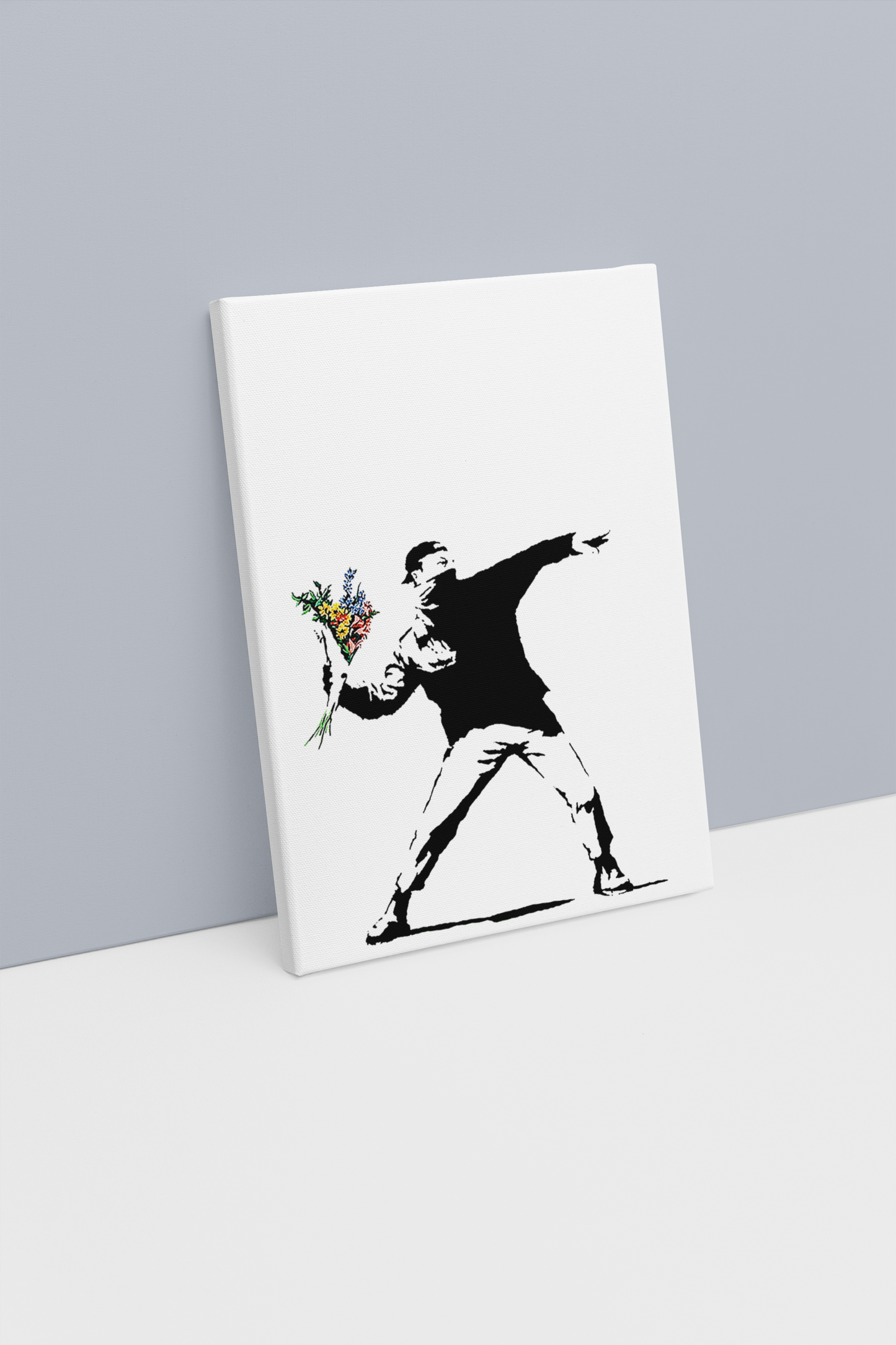 Banksy Flower Thrower in portrait canvas