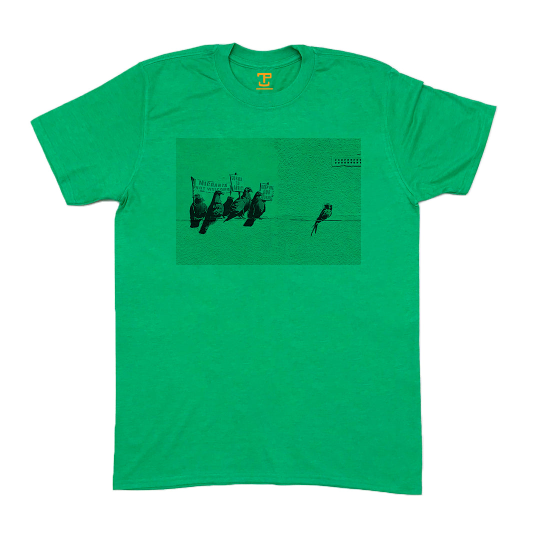 Banksy Immigration Birds Mens T-Shirt