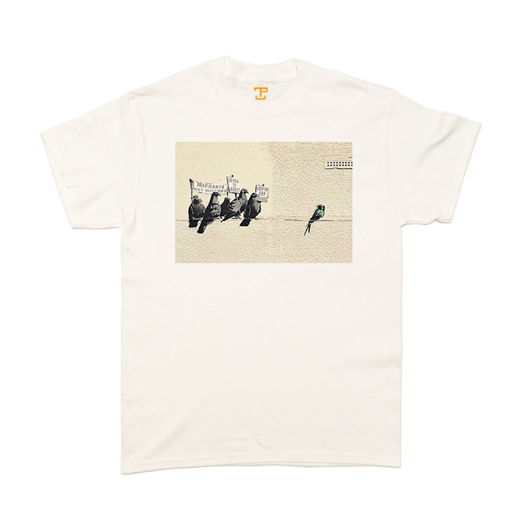 Banksy Immigration Birds Mens T-Shirt