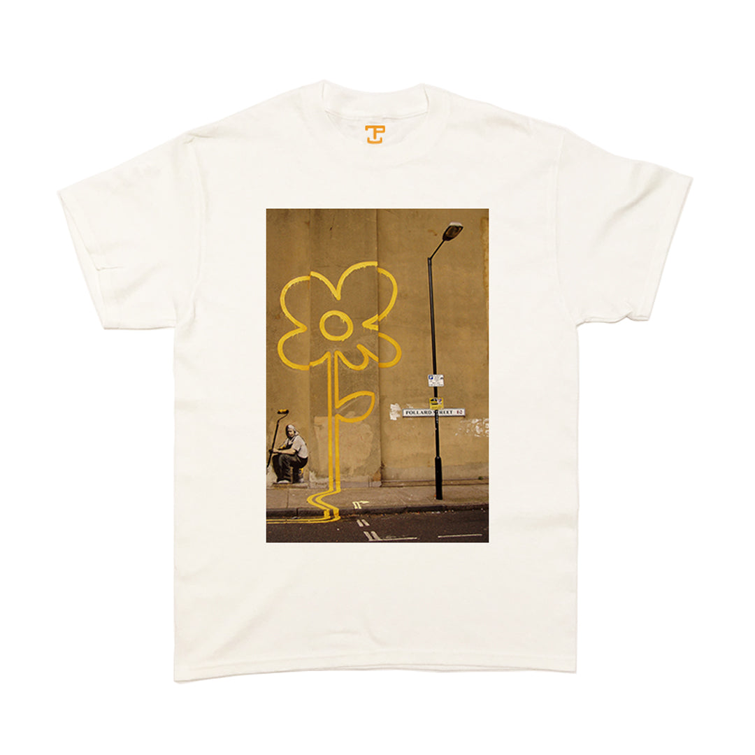 Banksy Yellow Flower Mens T-Shirt