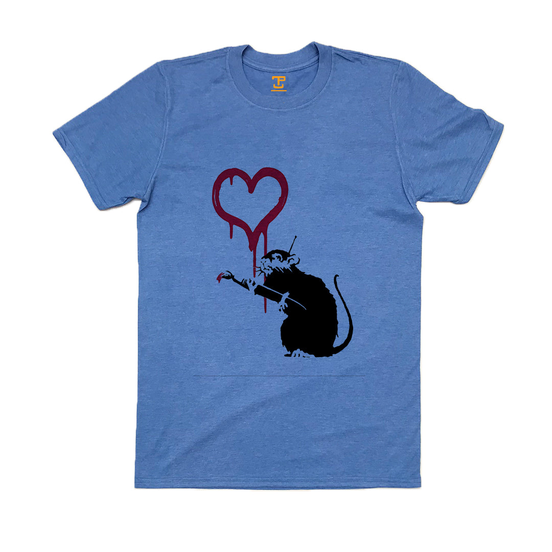 Banksy Love Rat  Mens T-Shirt