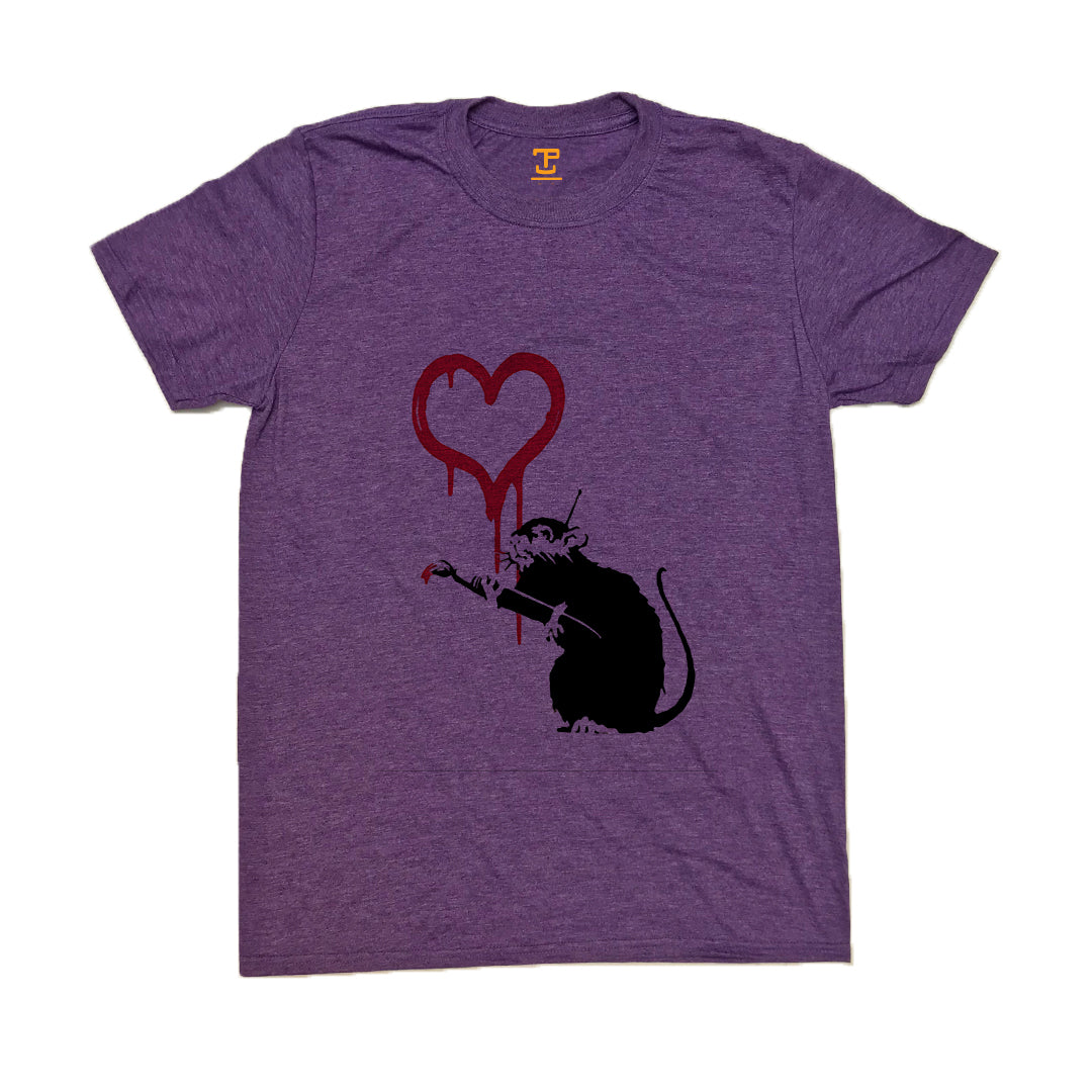 Banksy Love Rat  Mens T-Shirt