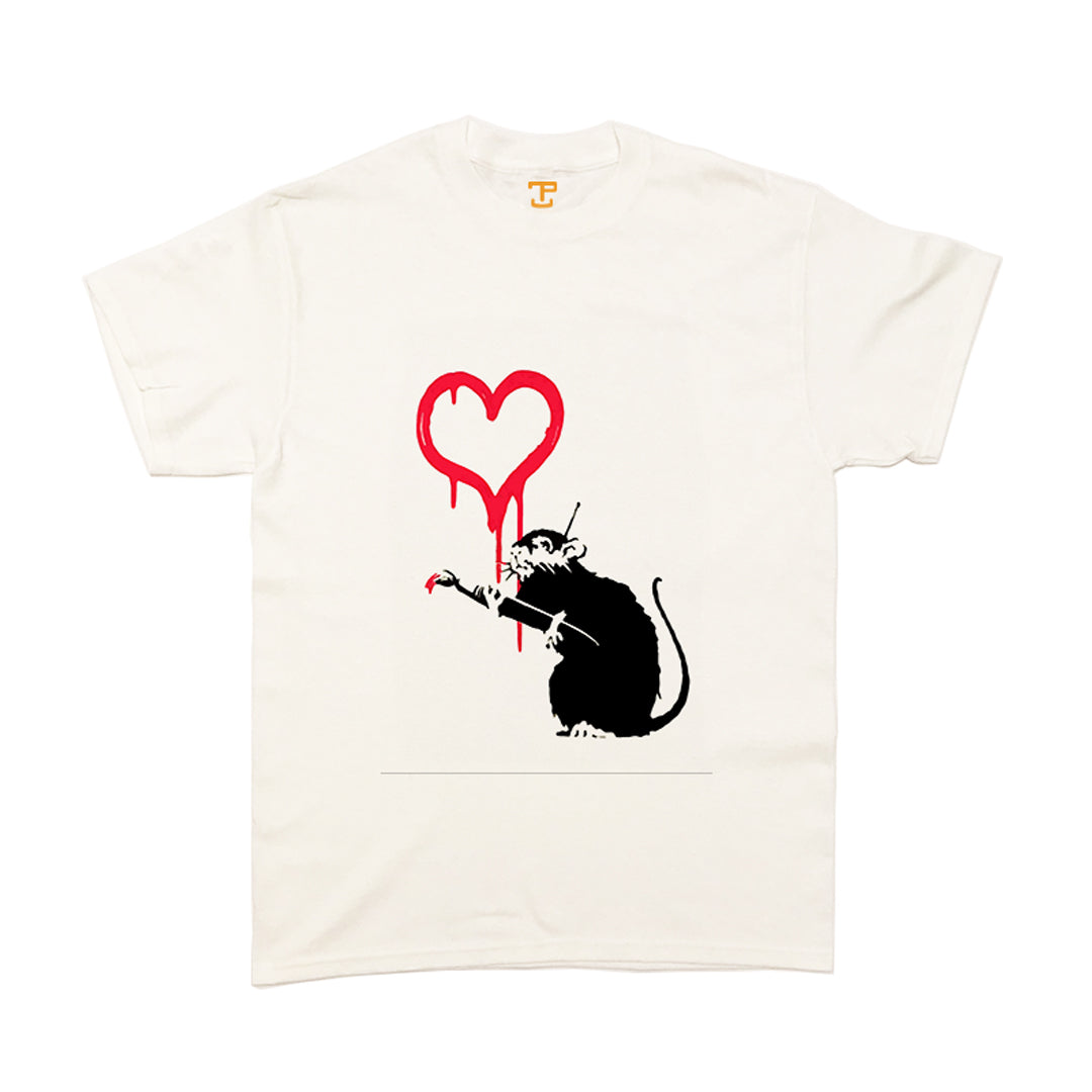 Banksy Love Rat  Mens T-Shirt