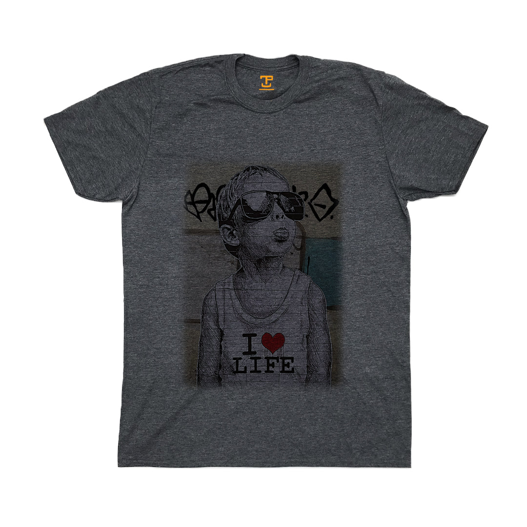 Banksy I Love Life Boy (Faded) Mens T-Shirt