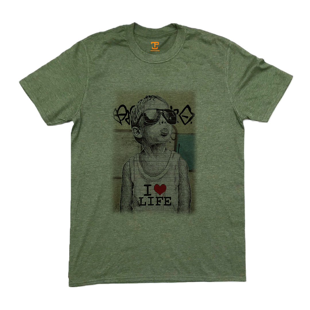 Banksy I Love Life Boy (Faded) Mens T-Shirt