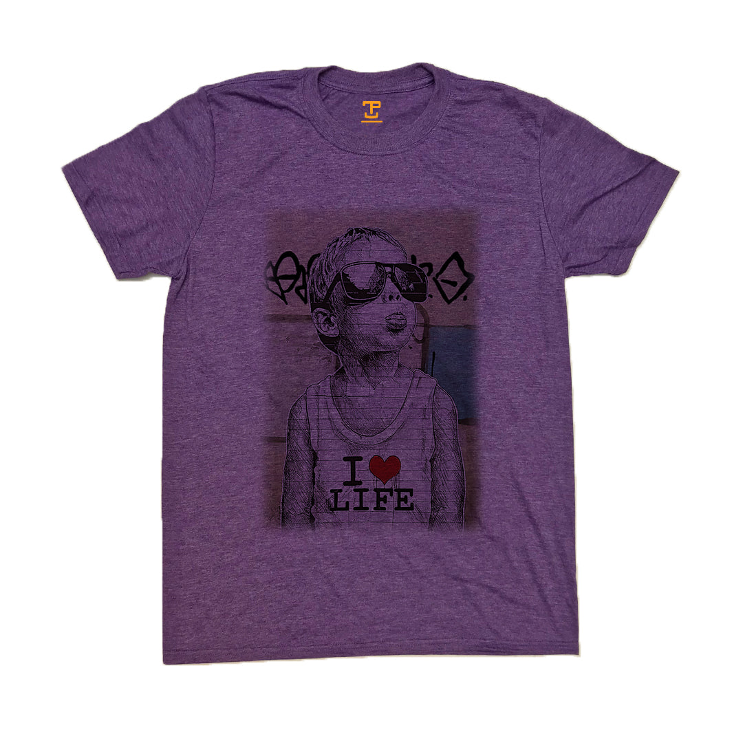 Banksy I Love Life Boy (Faded) Mens T-Shirt