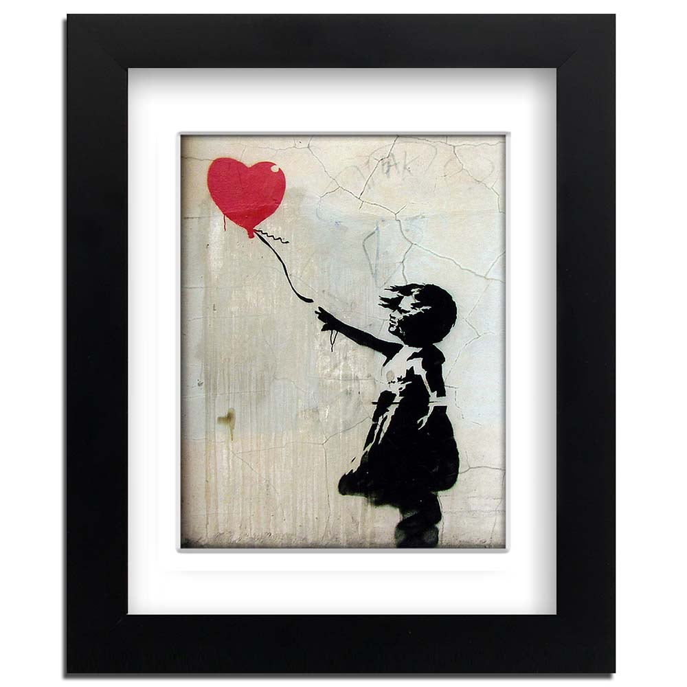 Banksy Red Balloon Girl Framed art print with mount