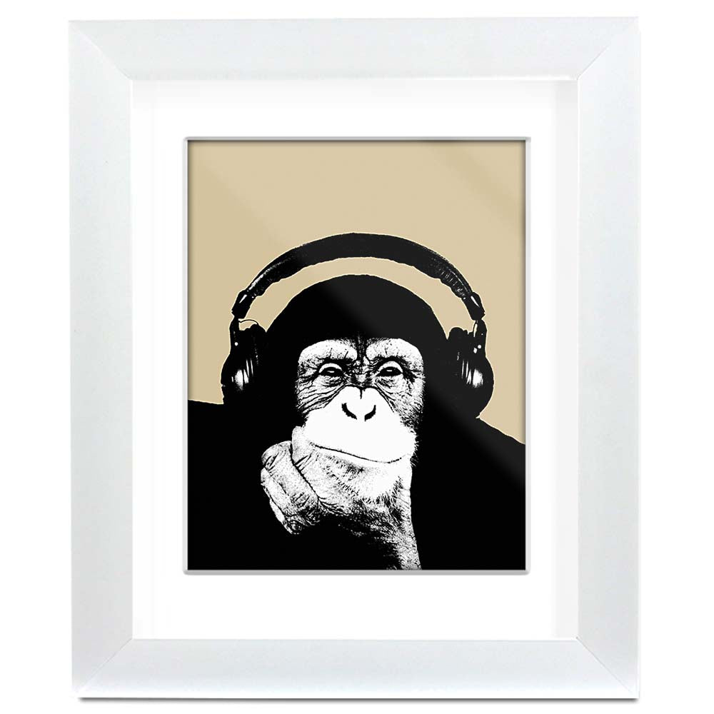 Banksy Thinking Chimp Framed art print with mount