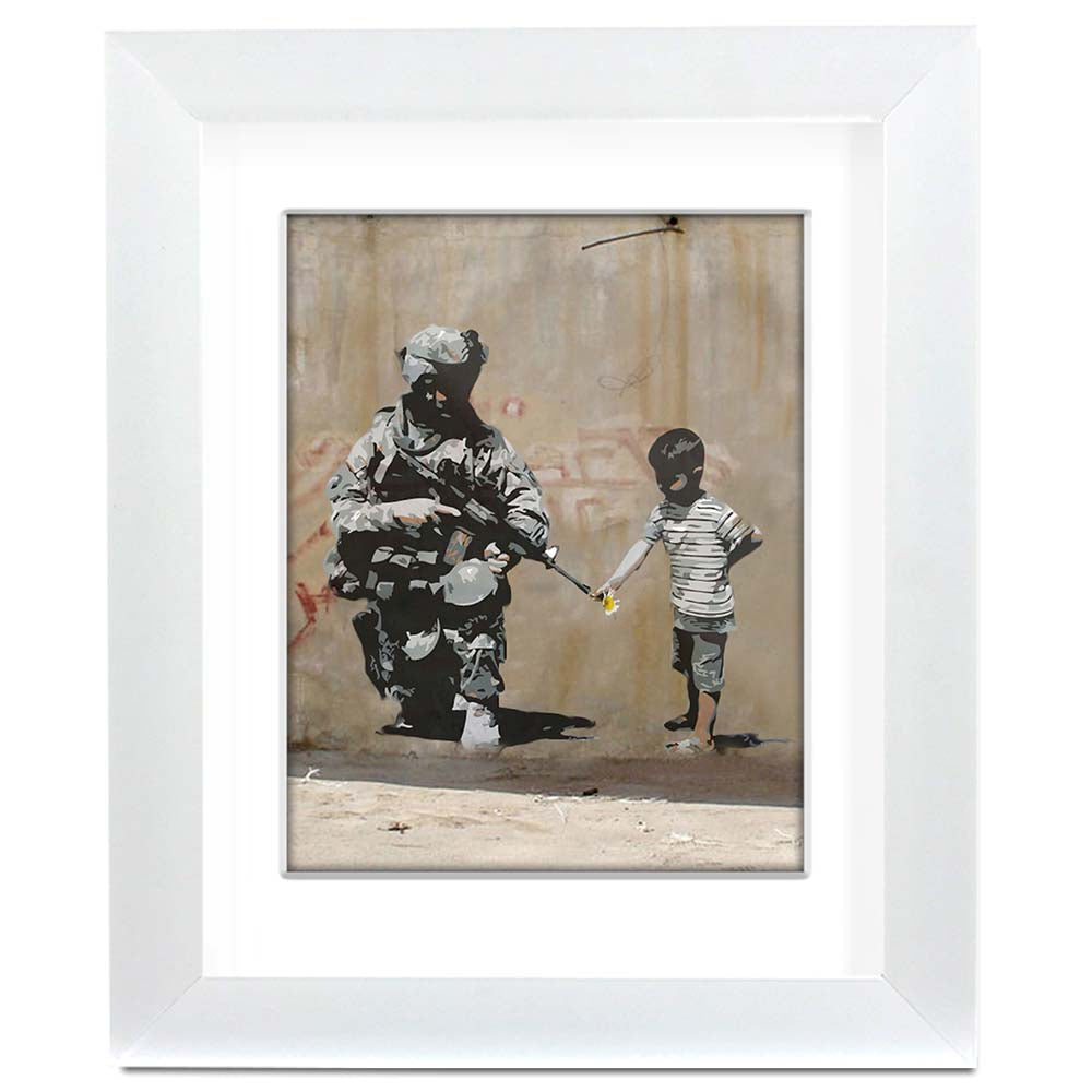 Banksy Flower Gun Framed art print with mount