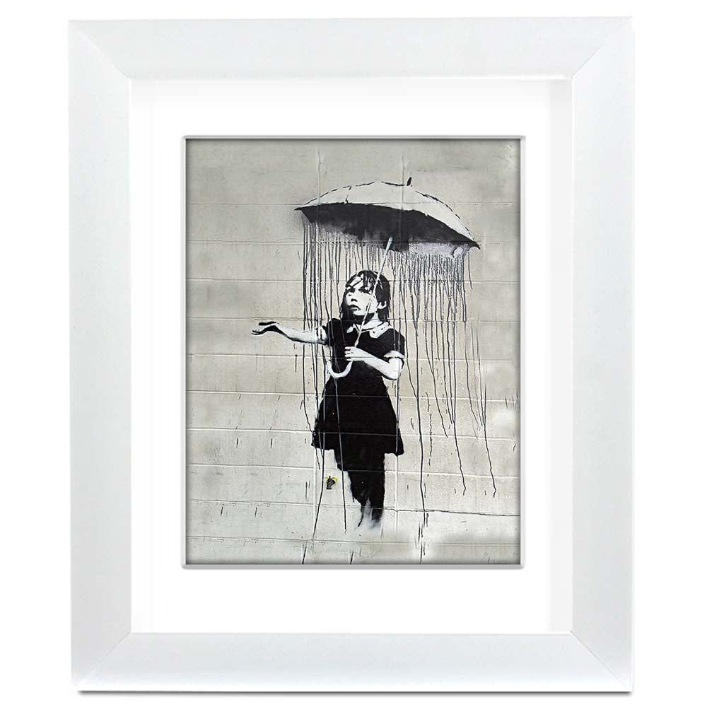 Banksy Umbrella Girl Framed art print with mount