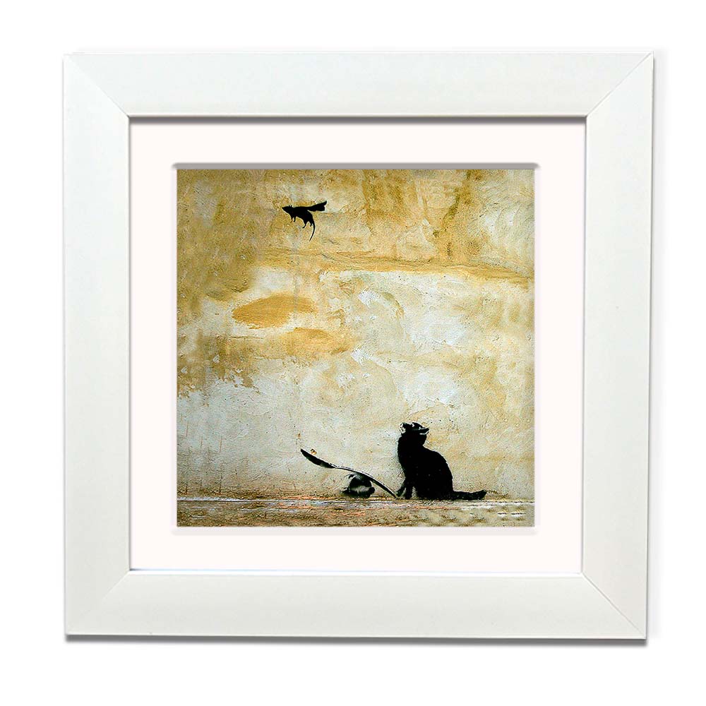 Banksy Cat and Mouse Framed Square art print with mount