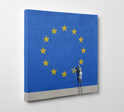 Banksy Brexit EU Flag canvas