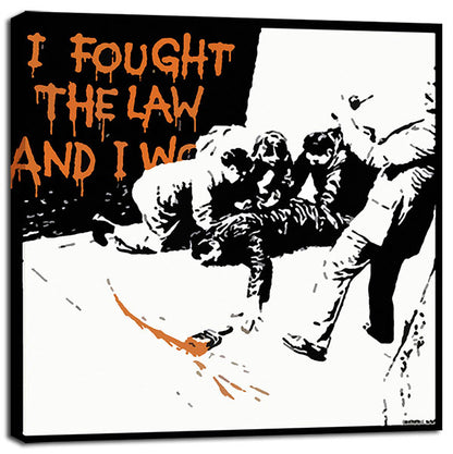 Banksy I Fought the Law canvas