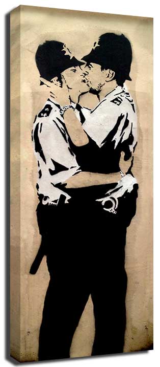 Banksy Kissing Cops Canvas