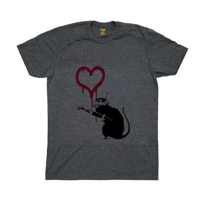 Banksy Love Rat  Mens T-Shirt