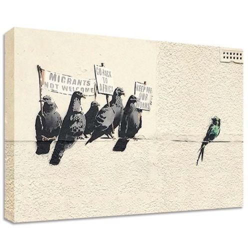 Banksy Bird Immigration Canvas