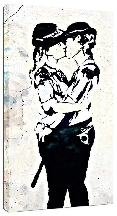 Banksy Kissing Girl Cops Canvas
