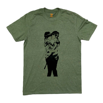 Banksy Female Kissing Cops Mens T-Shirt