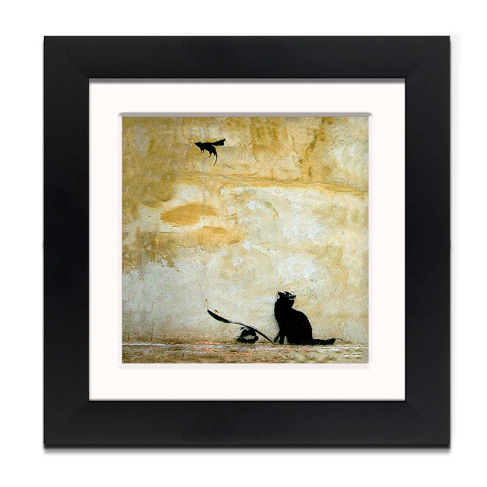 Banksy Cat and Mouse Framed Square art print with mount