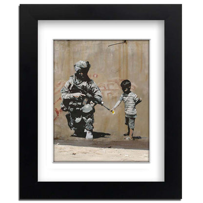 Banksy Flower Gun Framed art print with mount