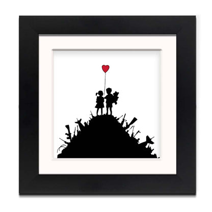 Banksy Kids With Guns Framed Square art print with mount