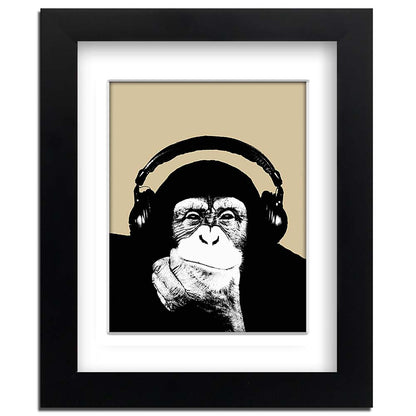 Banksy Thinking Chimp Framed art print with mount