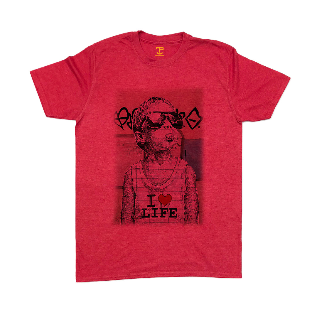 Banksy I Love Life Boy (Faded) Mens T-Shirt