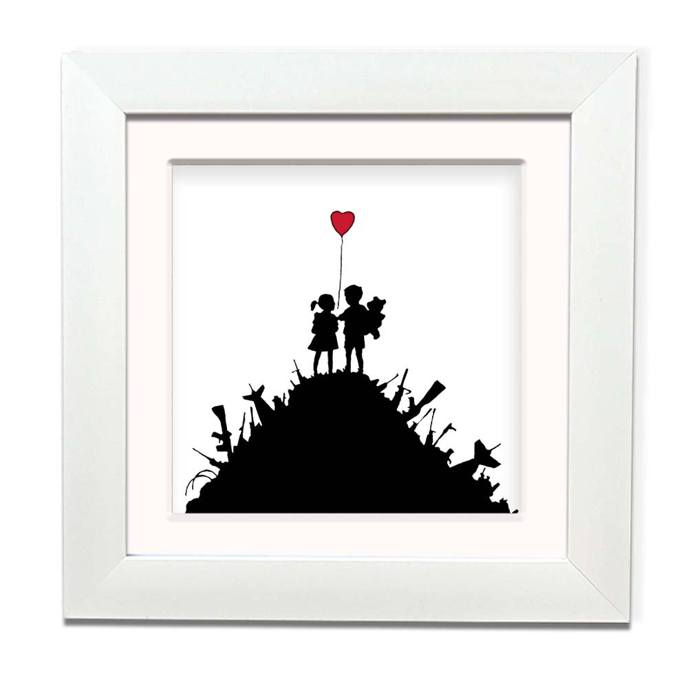 Banksy Kids With Guns Framed Square art print with mount