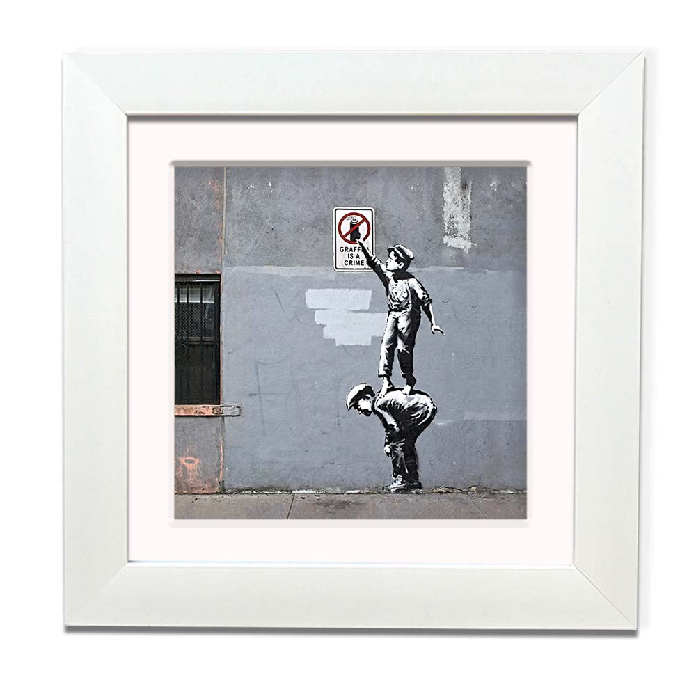 Banksy Graffiti is A Crime Framed Square art print with mount